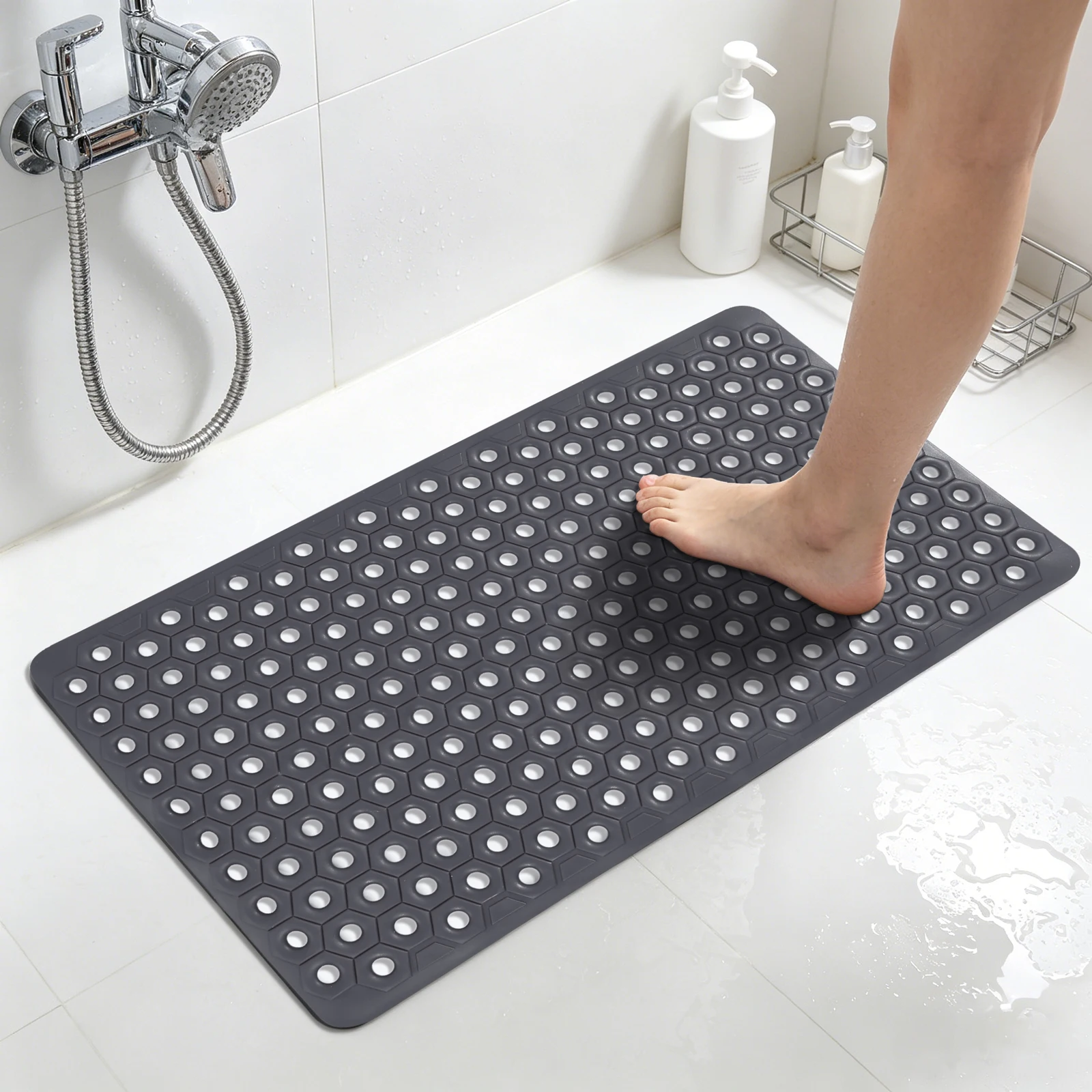 BATHLUX Honeycomb Drainage Holes Non-Slip Bath Mats with Strong Suction Cups 70x40cm PVC Anti-Slip Shower Mat for Bathtub Shower
BATHLUX Honeycomb Drainage Holes Non-Slip Bath Mats with Strong Suction Cups 70x40cm PVC Anti-Slip Shower Mat for Bathtub Shower