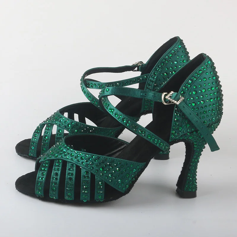 Venus lure Ladies Latin Dance Shoes Green Color Satin Dance Heels Crystals Salsa Ballroom Wedding Party Shoes 9CM
Venus lure Ladies Latin Dance Shoes Green Color Satin Dance Heels Crystals Salsa Ballroom Wedding Party Shoes 9CM