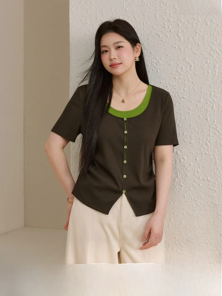 Double Tone Color Block Knitwear Slim Fit Summer New Arrival Women's plus Size Clothing Waist Cinched Fake Two-Piece Set
Double Tone Color Block Knitwear Slim Fit Summer New Arrival Women's plus Size Clothing Waist Cinched Fake Two-Piece Set
