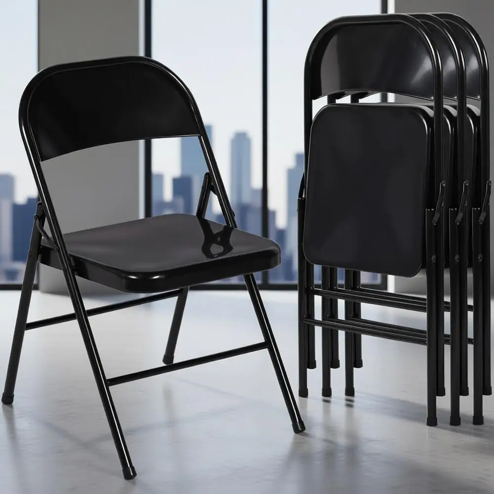 Набор из 4 складных стальных стульев с двойными шарнирами — штабелируемые и прочные, для дома, офиса, мероприятий на открытом воздухе
Набор из 4 складных стальных стульев с двойными шарнирами — штабелируемые и прочные, для дома, офиса, мероприятий на открытом воздухе