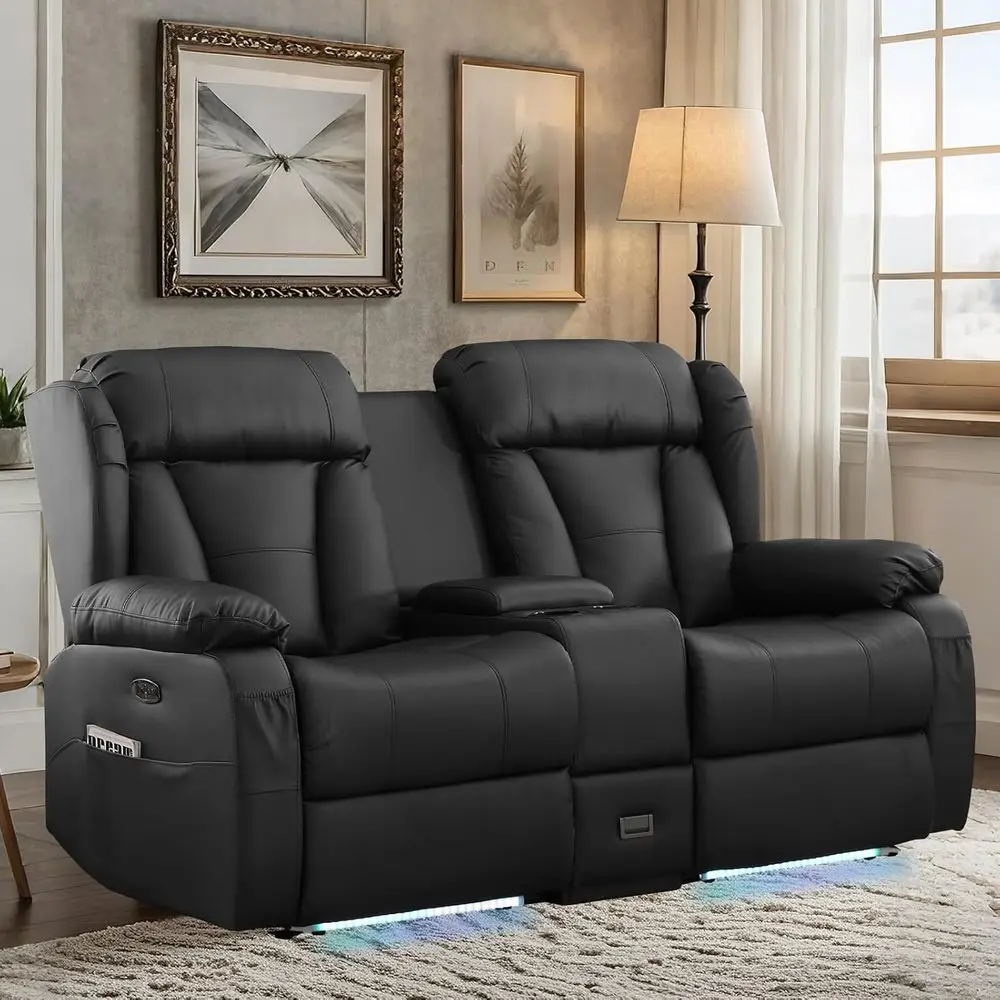 Black Power Reclining Loveseat with 4 Ambient-Lit Seats, USB & Type-C Ports, Cup Holders, Side Pockets
Black Power Reclining Loveseat with 4 Ambient-Lit Seats, USB & Type-C Ports, Cup Holders, Side Pockets