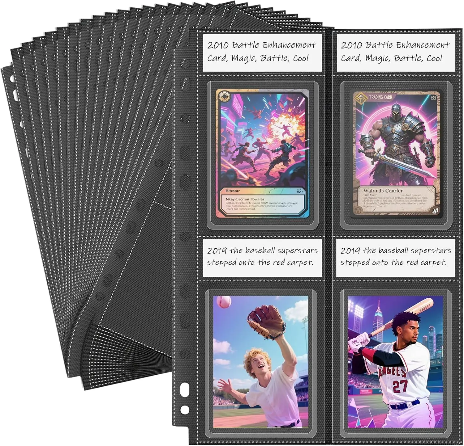 Top Loader Sleeves 4 Pocket, 20 Pack Binder Pages for 3x4 Baseball Card Protectors, 160 Pockets Trading Card Sleeves for 3 Ring
Top Loader Sleeves 4 Pocket, 20 Pack Binder Pages for 3x4 Baseball Card Protectors, 160 Pockets Trading Card Sleeves for 3 Ring