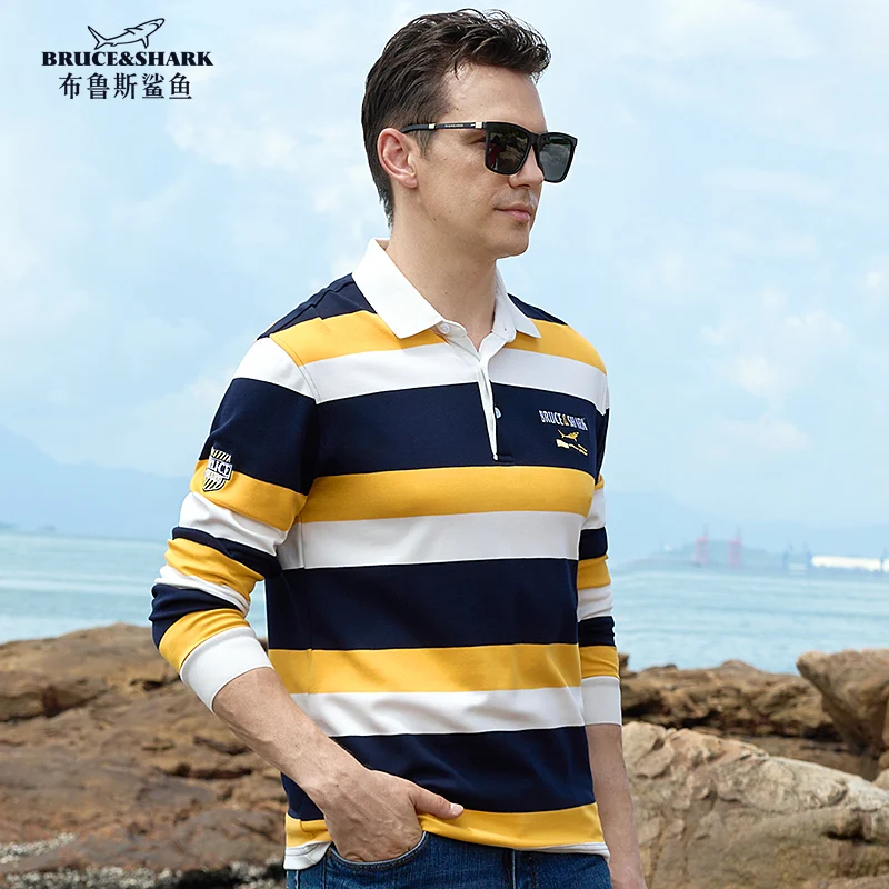 New Men's Polo Long Sleeve stripe Clothes Thicken Cotton Bruce&Shark Loose Casual Style Luxury Brand Man Polo Full Big size 4XL
New Men's Polo Long Sleeve stripe Clothes Thicken Cotton Bruce&Shark Loose Casual Style Luxury Brand Man Polo Full Big size 4XL