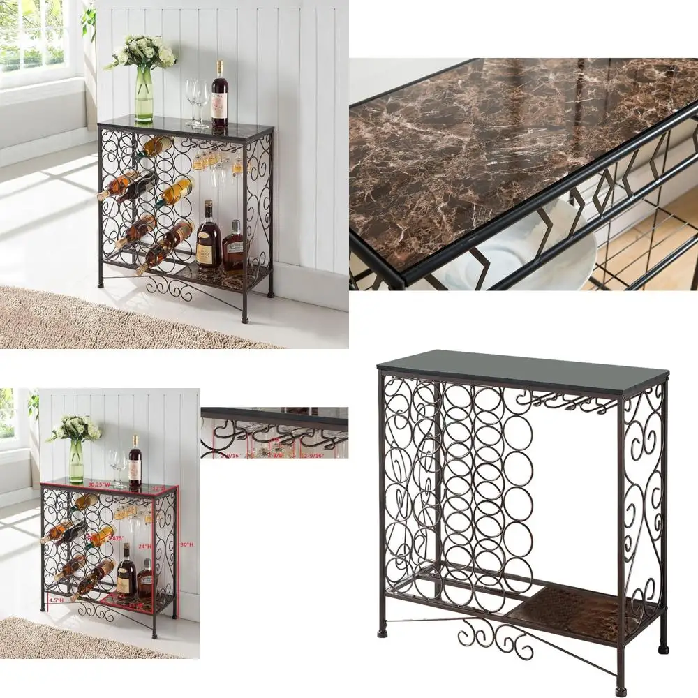 Wine Rack Table with Liquor Bar Cabinet, Holds 24 Bottles and Glass Holder
Wine Rack Table with Liquor Bar Cabinet, Holds 24 Bottles and Glass Holder