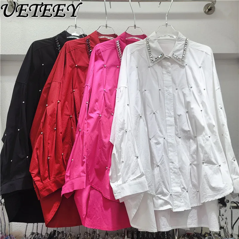 2026 Ранняя весна, новая свободная плиссированная рубашка с заклепками и рукавами «летучая мышь», свободные утягивающие топы большого размера, блузка со стразами и бисером
2026 Ранняя весна, новая свободная плиссированная рубашка с заклепками и рукавами «летучая мышь», свободные утягивающие топы большого размера, блузка со стразами и бисером