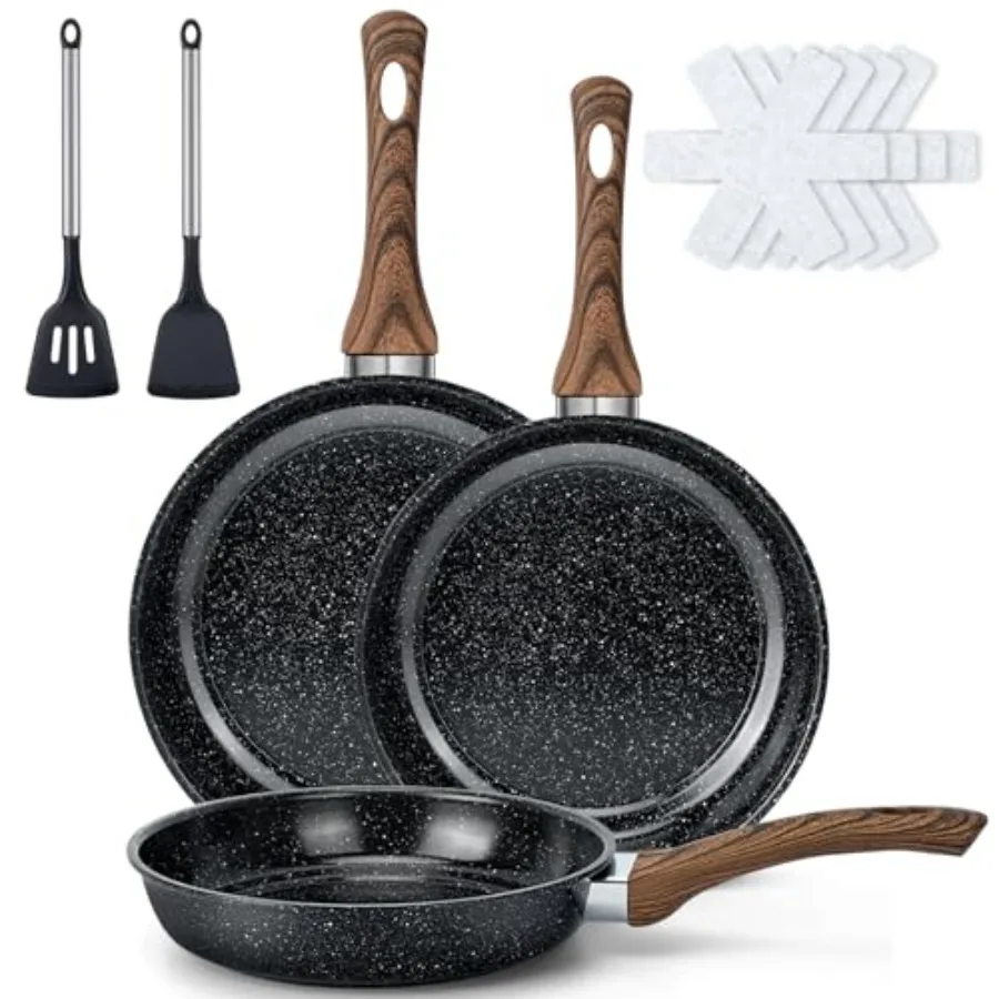 Frying Pans Skillet - 9 Pieces Nonstick Frying Pan Set Includes 3 Sizes 8"/ 10"/ 12",PFOA Free, Induction and Oven Safe, Easy t
Frying Pans Skillet - 9 Pieces Nonstick Frying Pan Set Includes 3 Sizes 8"/ 10"/ 12",PFOA Free, Induction and Oven Safe, Easy t