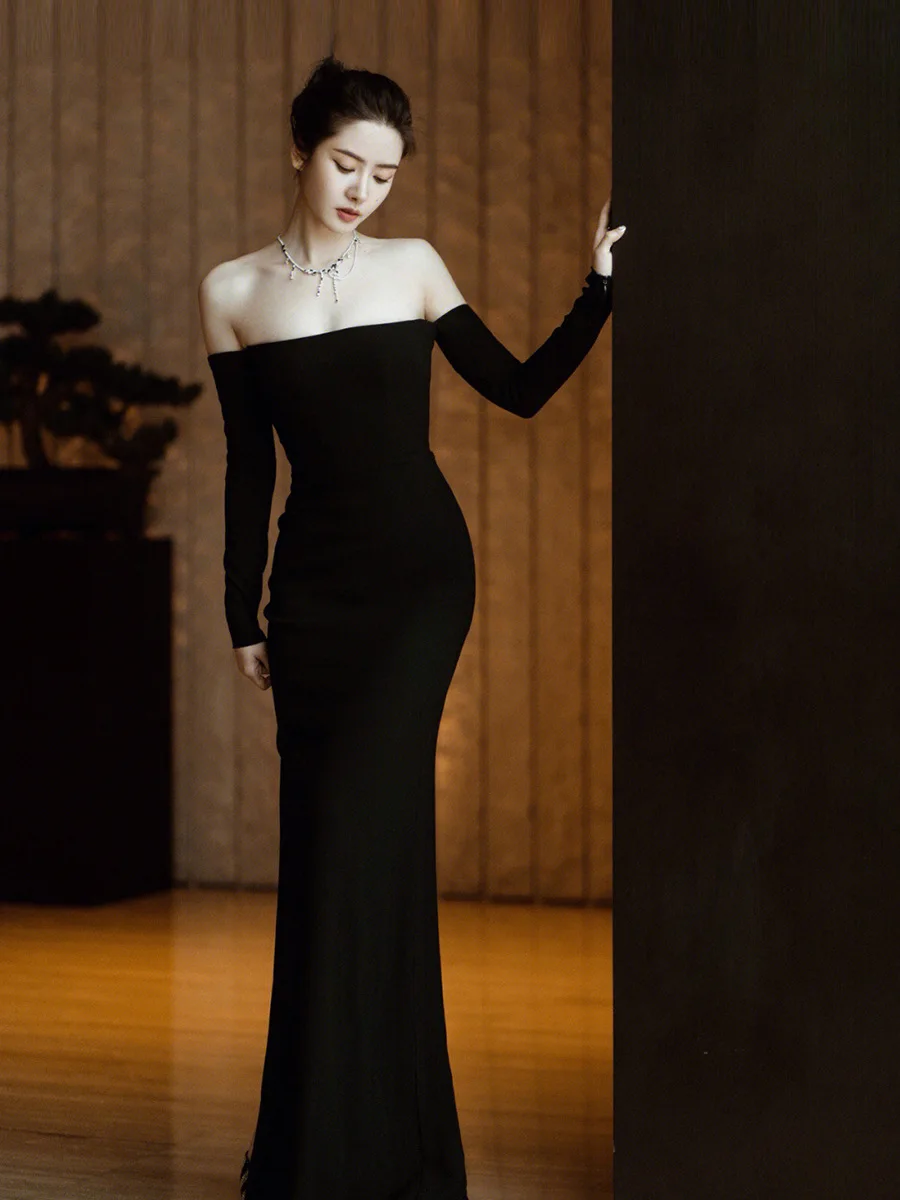 Women Party Long Mermaid Prom Gown Black Off Shoulder Evening Dress Vestido De Fiesta
Women Party Long Mermaid Prom Gown Black Off Shoulder Evening Dress Vestido De Fiesta