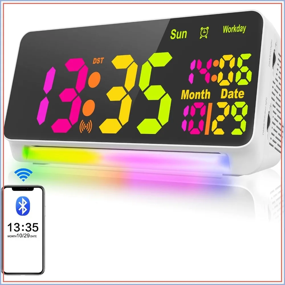 120dB Super Loud Alarm Clock for Heavy Sleepers, Bluetooth, 15 Sounds, Night Light, RGB, Dimmer, Snooze, Digital Bedroom Clock
120dB Super Loud Alarm Clock for Heavy Sleepers, Bluetooth, 15 Sounds, Night Light, RGB, Dimmer, Snooze, Digital Bedroom Clock
