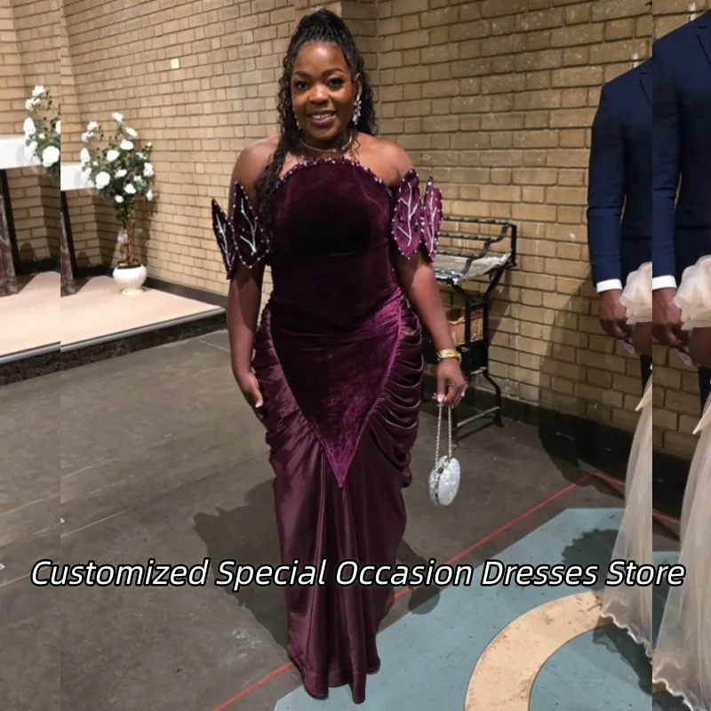 Dark Purple Off The Shoulder Evening Dresses For African Girls Long Mermaid Prom Dress Formal Gala Gowns Dinner Gown Customized 
Dark Purple Off The Shoulder Evening Dresses For African Girls Long Mermaid Prom Dress Formal Gala Gowns Dinner Gown Customized
