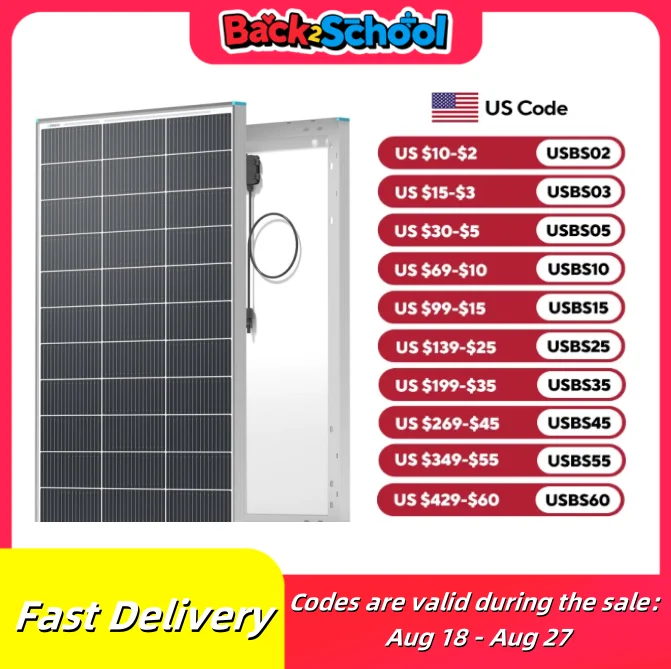 Renogy N-Type 16BB 100W Solar Panel, 12V 100 Watt Solar Panel 25% High-Efficiency, PV Module Power Charger for RV Marine Rooftop
Renogy N-Type 16BB 100W Solar Panel, 12V 100 Watt Solar Panel 25% High-Efficiency, PV Module Power Charger for RV Marine Rooftop