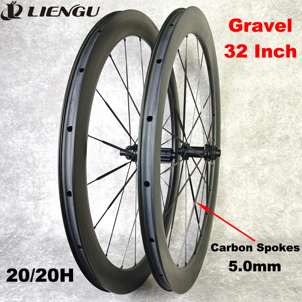 Gravel 32er Bike Carbon Wheels With Carbon Fibre Spokes 5.0mm 20H 60T Ratchet Center Lock Disc Brake 45mm 52mm Depth 32mm Inner
Gravel 32er Bike Carbon Wheels With Carbon Fibre Spokes 5.0mm 20H 60T Ratchet Center Lock Disc Brake 45mm 52mm Depth 32mm Inner