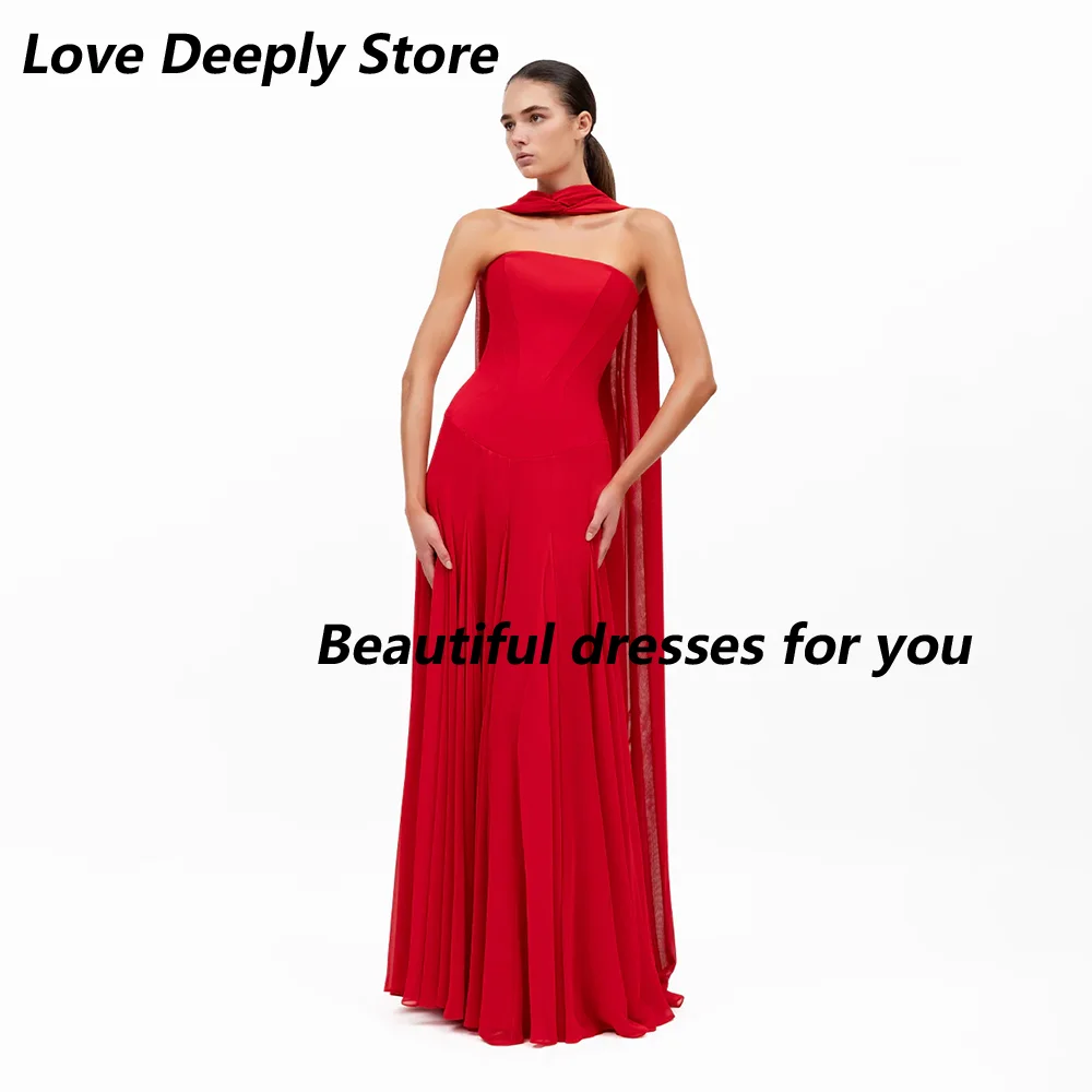 Red Prom Dress with Scarf Customized Strapless Pleat Chiffon Simple Floor Length A Line Evening Gown Pageant Party Dresses
Red Prom Dress with Scarf Customized Strapless Pleat Chiffon Simple Floor Length A Line Evening Gown Pageant Party Dresses