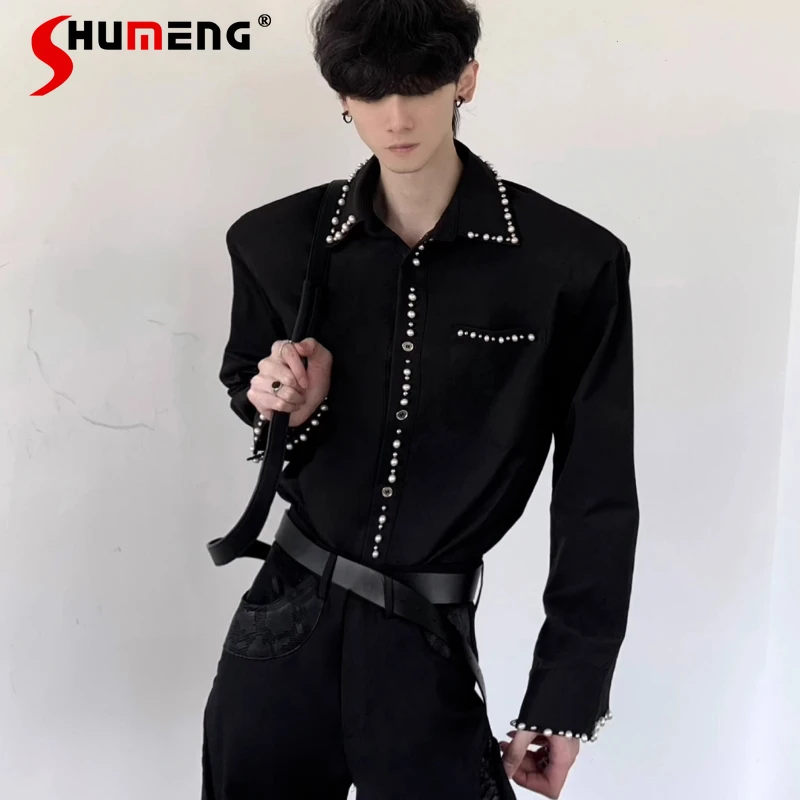 Мужские модные элегантные топы с жемчужным дизайном, мужские красивые модные рубашки с мягкой подкладкой на плечах, высококачественные свободные удобные стильные модные рубашки 
Мужские модные элегантные топы с жемчужным дизайном, мужские красивые модные рубашки с мягкой подкладкой на плечах, высококачественные свободные удобные стильные модные рубашки