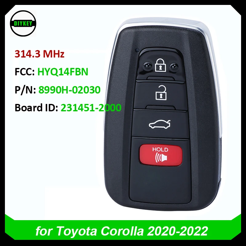 DIYKEY для Toyota Corolla 2020-2022 безключевой смарт-ключ 231451-2000 плата FCC: HYQ14FBN Бесконтактный дистанционный брелок разблокирован
DIYKEY для Toyota Corolla 2020-2022 безключевой смарт-ключ 231451-2000 плата FCC: HYQ14FBN Бесконтактный дистанционный брелок разблокирован