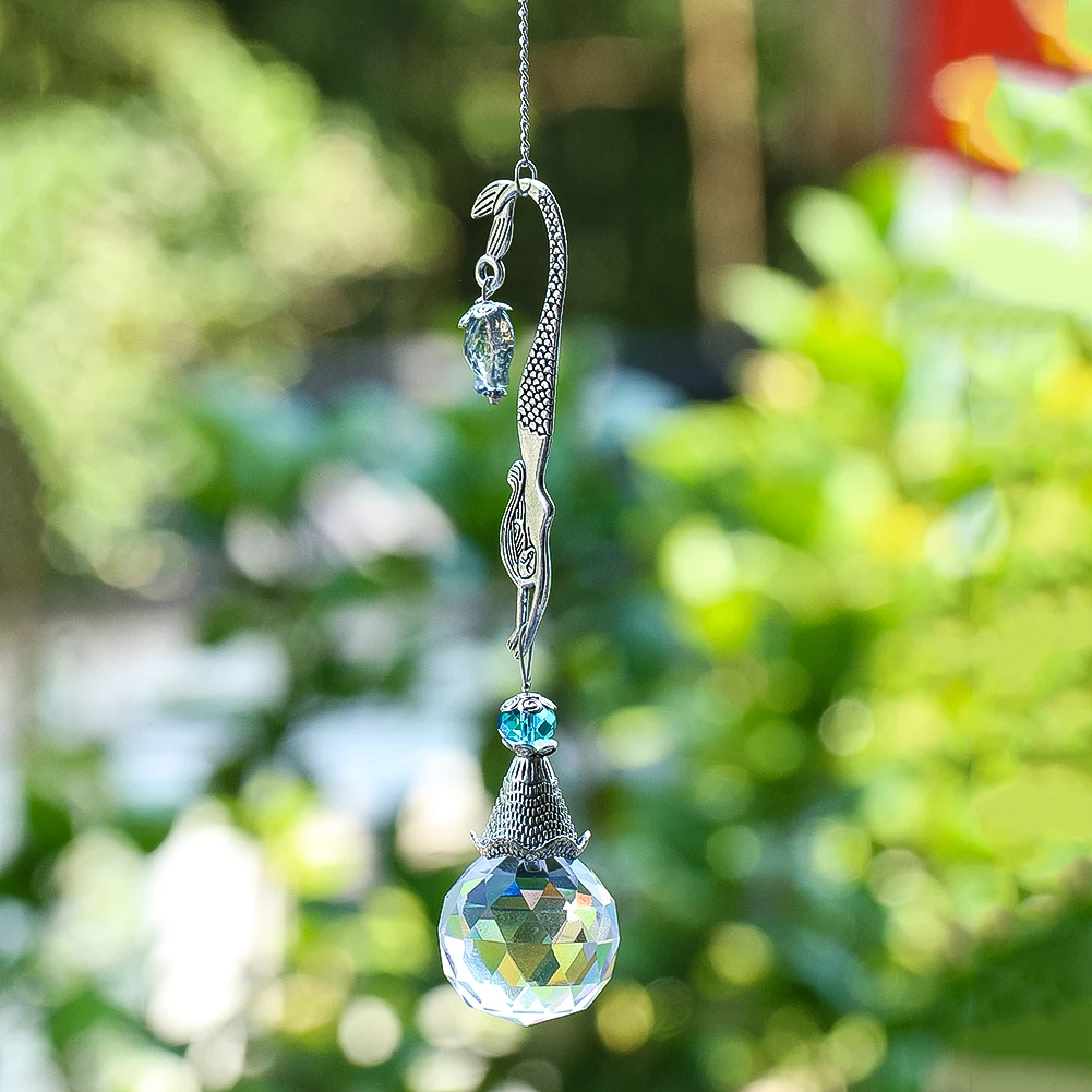F5 Sea Mermaid Crystal Suncatcher Hanging Ocean Prism Ball Fish Glass Bead Eye-catching Rainbow Maker Home Garden Decor Pendant 
F5 Sea Mermaid Crystal Suncatcher Hanging Ocean Prism Ball Fish Glass Bead Eye-catching Rainbow Maker Home Garden Decor Pendant