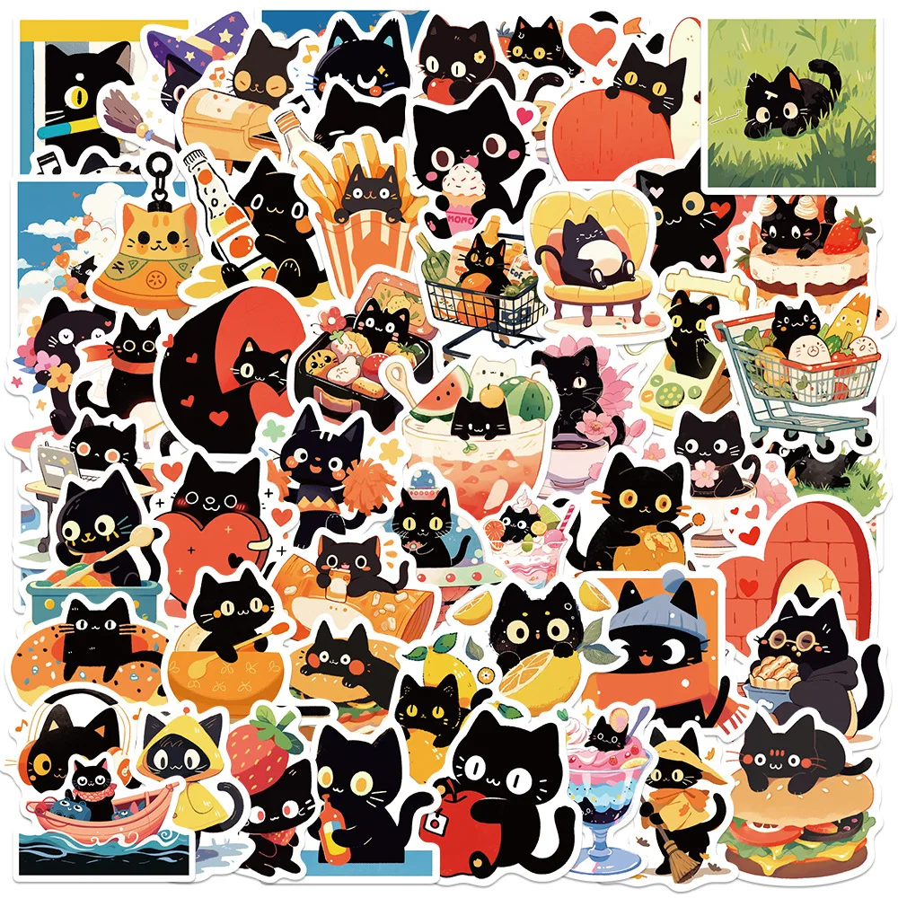 60pcs Cartoon Cat Notebook Stickers Cute Black Cat Creative Decoration Luggage Tablet Computer Refrigerator Scooter
60pcs Cartoon Cat Notebook Stickers Cute Black Cat Creative Decoration Luggage Tablet Computer Refrigerator Scooter