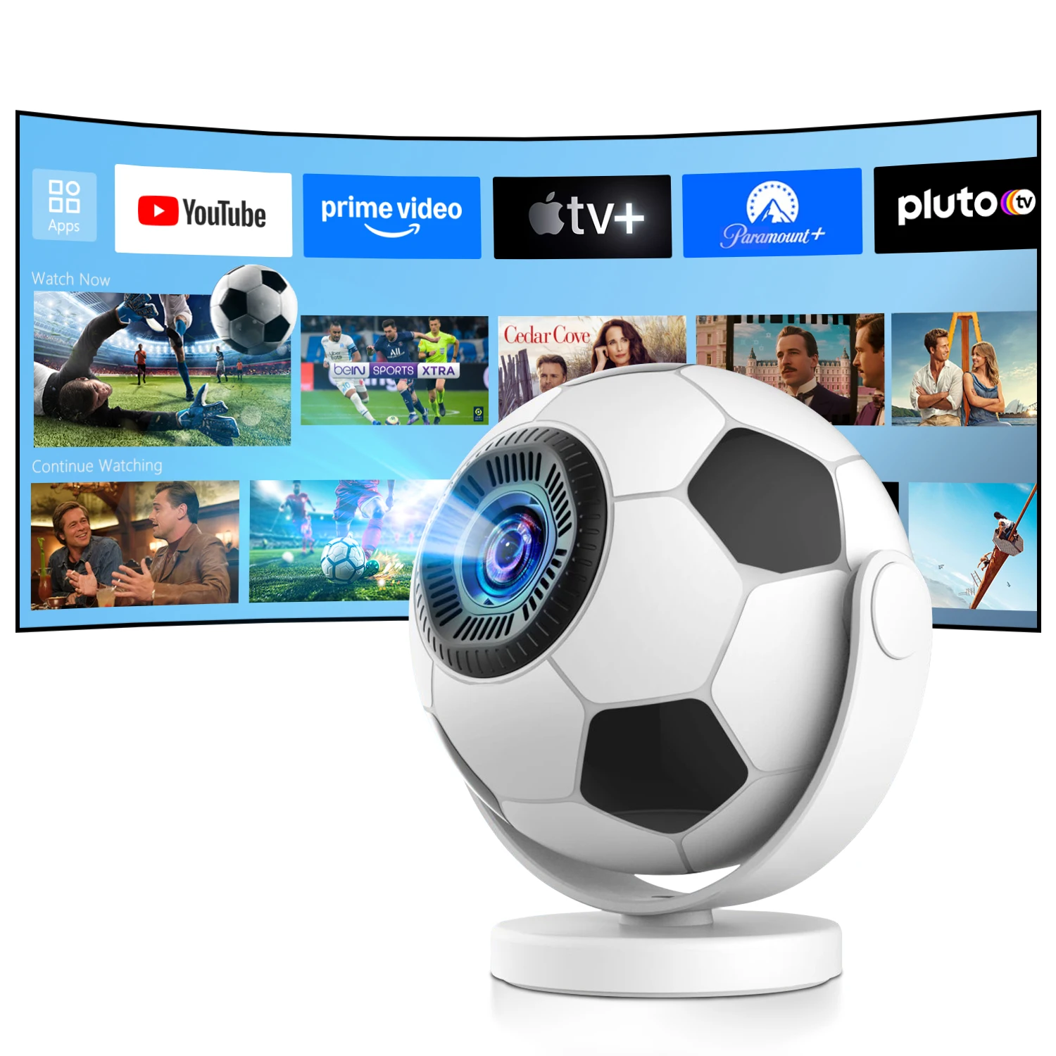 Football Shape Smart Projector with 5G WiFi6 Bluetooth5.4 Android 14 Mini Projector 4K Home Cinema Soccer Ball Shape Portable TV
Football Shape Smart Projector with 5G WiFi6 Bluetooth5.4 Android 14 Mini Projector 4K Home Cinema Soccer Ball Shape Portable TV