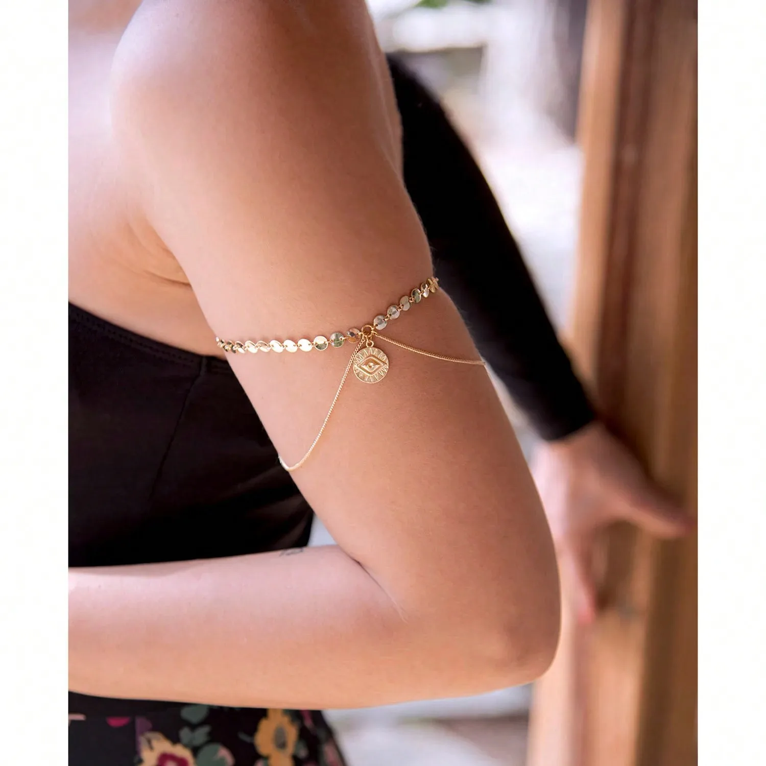 1Pc Bohemian Arm Chain, Upper Arm Bracelet, Coin Chain Cuffs, Layered Arm Accessories, Eye Charm Bracelet, Body Accessories, Women's Gifts,Ladies Jewellery
1Pc Bohemian Arm Chain, Upper Arm Bracelet, Coin Chain Cuffs, Layered Arm Accessories, Eye Charm Bracelet, Body Accessories, Women's Gifts,Ladies Jewellery