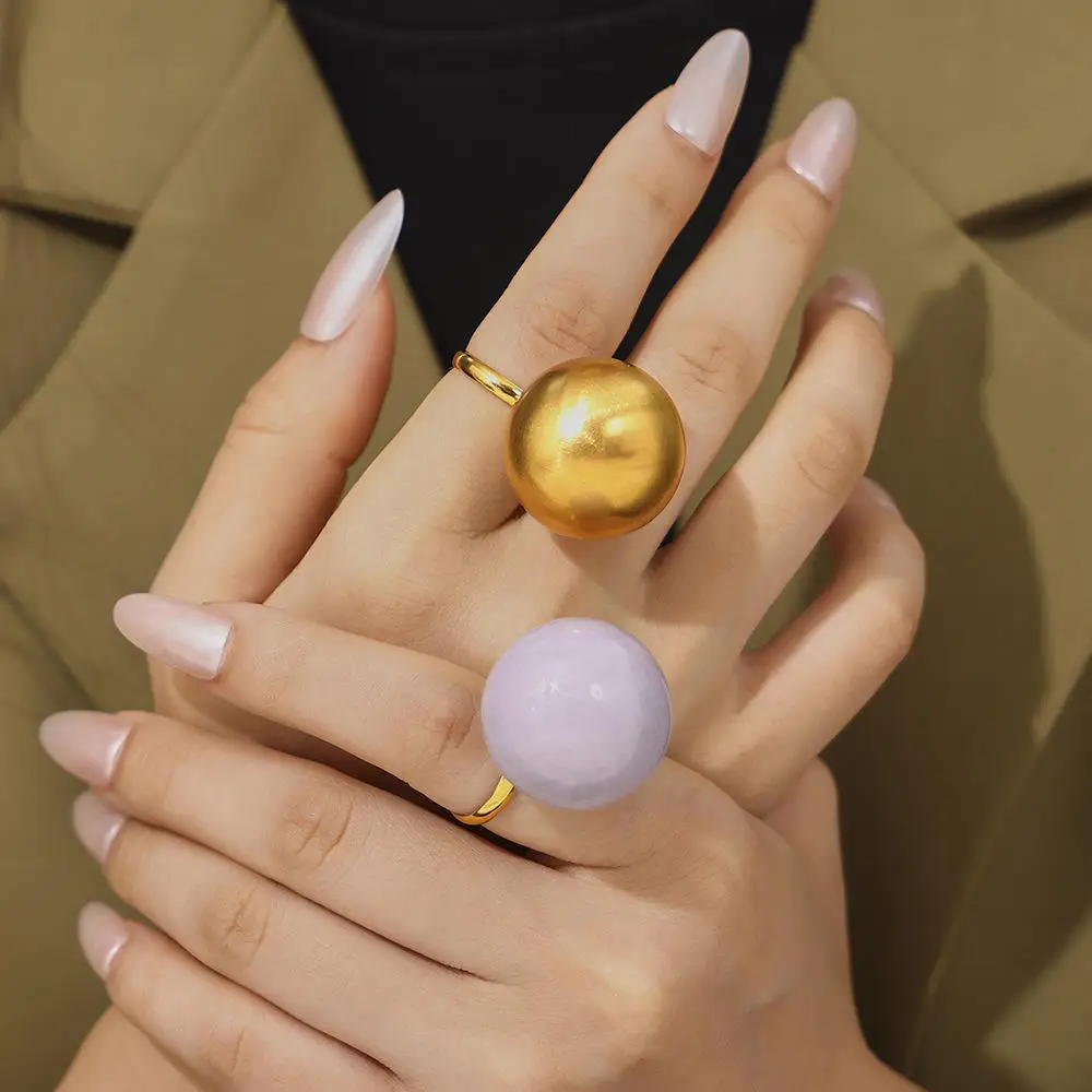 Faionable Titanium Steel Ring with Color Glaze Large round Ball Design in INS Sle for Women Exaggerated Jewelry Accory
Faionable Titanium Steel Ring with Color Glaze Large round Ball Design in INS Sle for Women Exaggerated Jewelry Accory