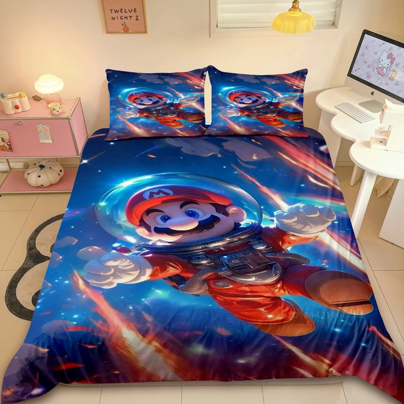 Space Mario Bros Duvet Cover Super Mario Mushroom Bedding Sets Comforter Cover for Boys Teens Bedroom with 2 Pillow Case
Space Mario Bros Duvet Cover Super Mario Mushroom Bedding Sets Comforter Cover for Boys Teens Bedroom with 2 Pillow Case
