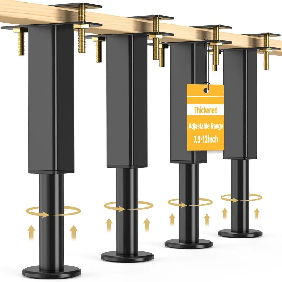Adjustable Height Bed Support Legs, 7.312 In, Metal Heavy Furniture Legs with Rubber NonSlip Base for Sofa Cabinet Couch Dresser
Adjustable Height Bed Support Legs, 7.312 In, Metal Heavy Furniture Legs with Rubber NonSlip Base for Sofa Cabinet Couch Dresser