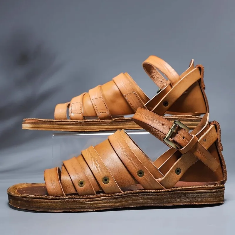 Handmade Genuine Leather Woven Sandals Vintage Men Gladiator Sandalias Summer Flat Heel Breathable Beach Shoes
Handmade Genuine Leather Woven Sandals Vintage Men Gladiator Sandalias Summer Flat Heel Breathable Beach Shoes
