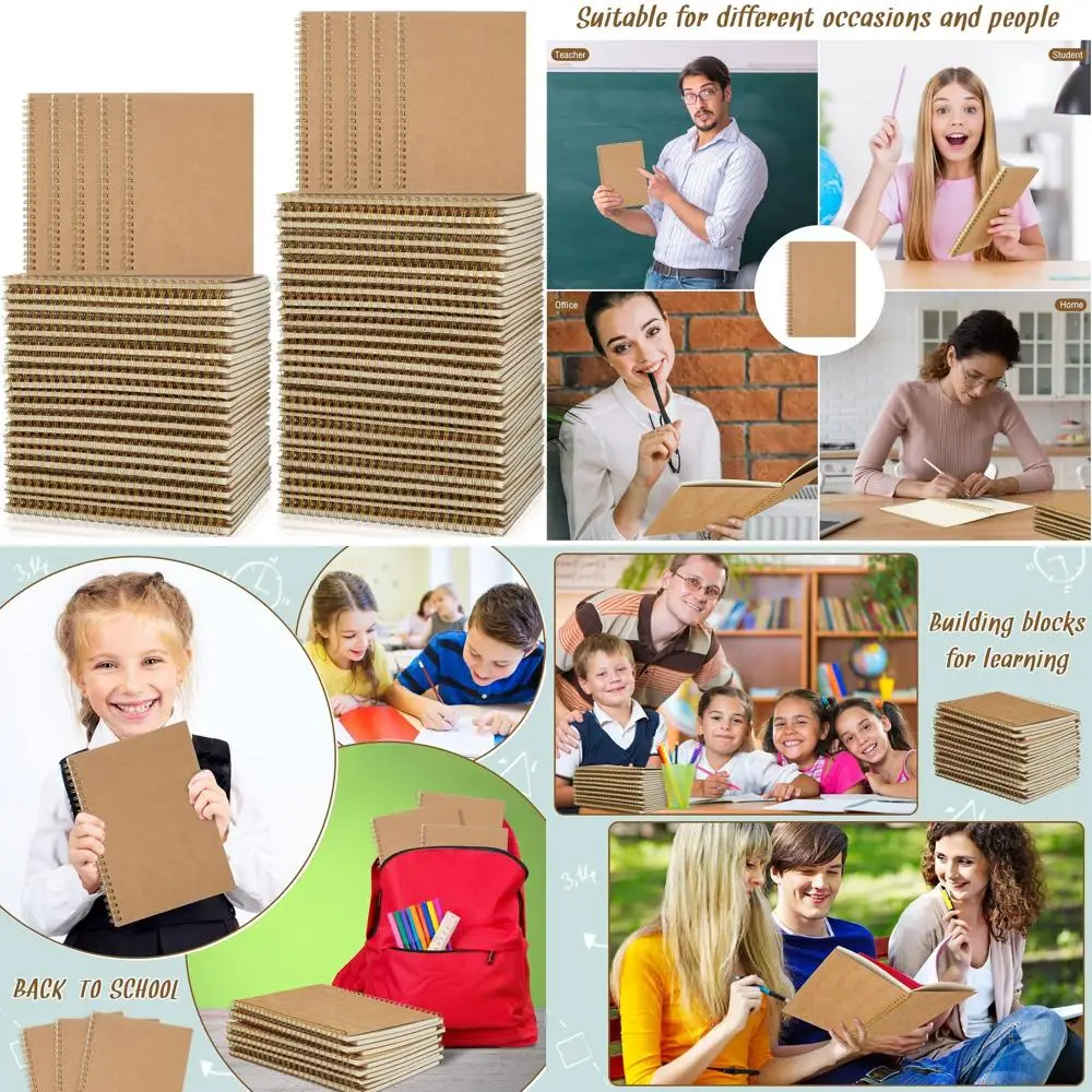 Bulk 100 A5 College Ruled Spiral Notebooks, 8.3 x 5.5 Inches, 50 Sheets, Wide Ruled for School, Office, Home (Kraft Brown)
Bulk 100 A5 College Ruled Spiral Notebooks, 8.3 x 5.5 Inches, 50 Sheets, Wide Ruled for School, Office, Home (Kraft Brown)
