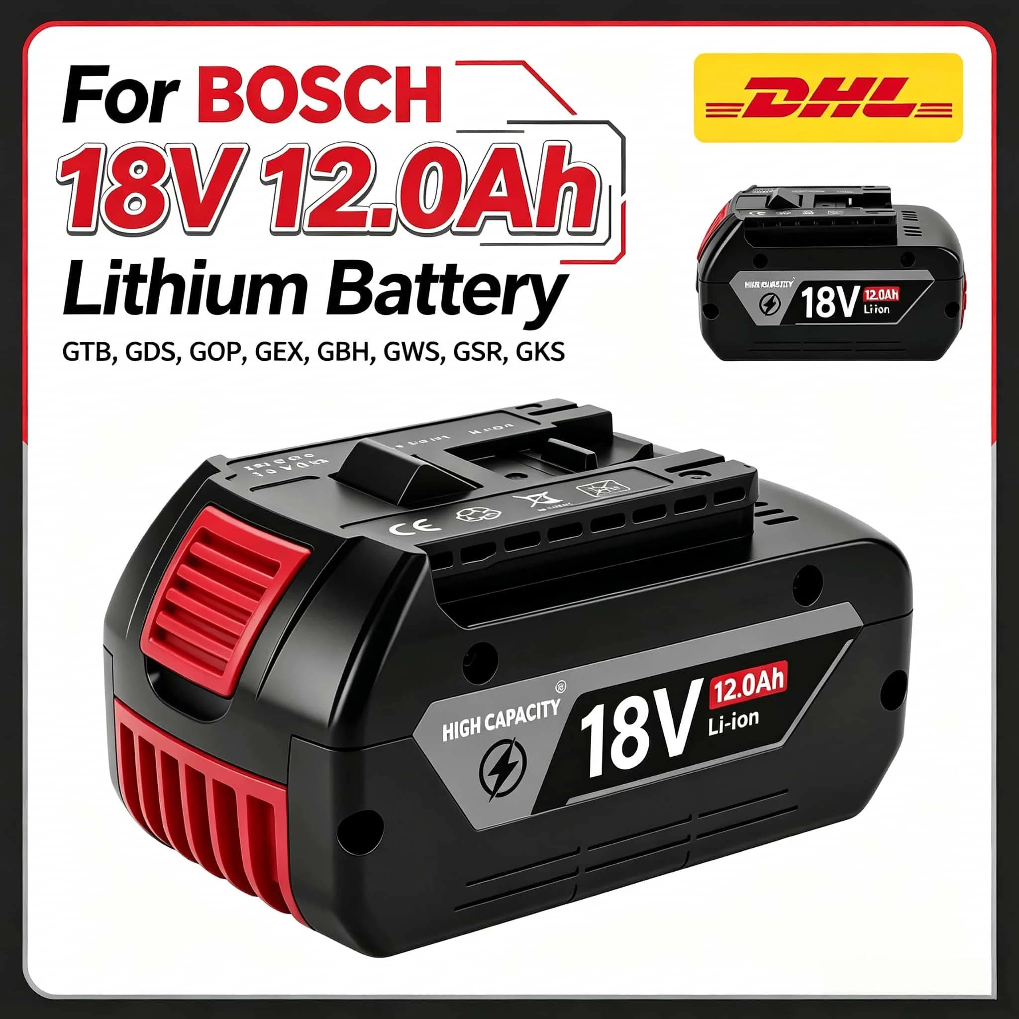 18V For Bosch Battery GBA18V5.0 10.0Ah Applicable GSR18V-55 GDS18V-400, Long Use Cell for Bosch 18V Impact Wrench
18V For Bosch Battery GBA18V5.0 10.0Ah Applicable GSR18V-55 GDS18V-400, Long Use Cell for Bosch 18V Impact Wrench