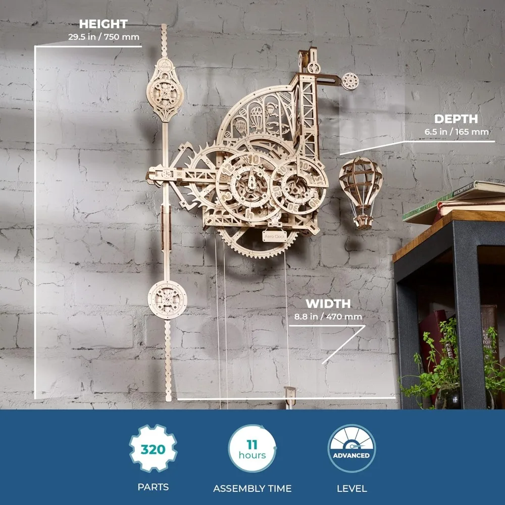 Wooden 3D Puzzles for Adults Aero Clock - Mechanical Puzzles for Adults, Wall 3D Clock Puzzle with Pendulum Model Kit
Wooden 3D Puzzles for Adults Aero Clock - Mechanical Puzzles for Adults, Wall 3D Clock Puzzle with Pendulum Model Kit