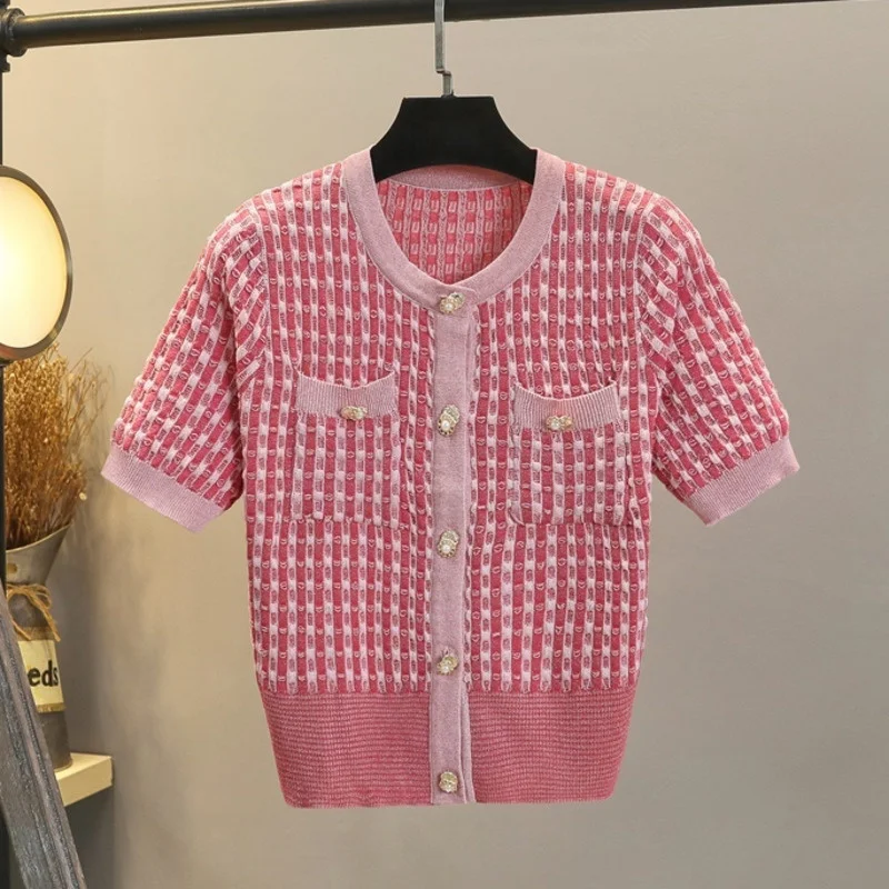 Small Fragrance Plaid Thin Summer Sweater Cardigan Women 2023 New Fashion Elegant Short Sleeve Top Femme Knit Outwear Pull Femme
Small Fragrance Plaid Thin Summer Sweater Cardigan Women 2023 New Fashion Elegant Short Sleeve Top Femme Knit Outwear Pull Femme