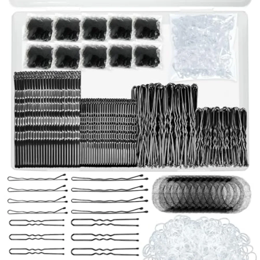 510PCS Bobby Pins Hair Pins Kit with Hair Net, Includes 100 Bobby Pins for Women, 100 U-Shaped Buns Hair Clips, 300 Hair Bands
510PCS Bobby Pins Hair Pins Kit with Hair Net, Includes 100 Bobby Pins for Women, 100 U-Shaped Buns Hair Clips, 300 Hair Bands