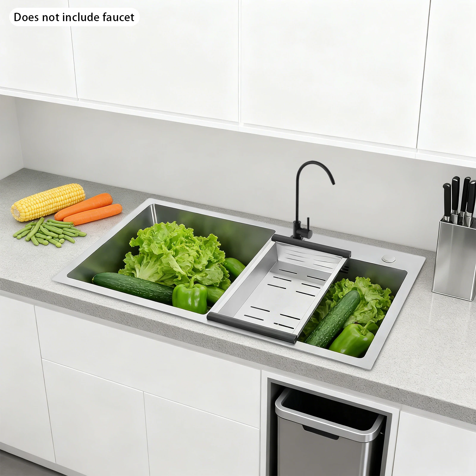 Double Bowl Kitchen Sink with Drain Basket Heavy Duty Stainless Steel Rectangular Practical Versatile Sink 78x43x21cm Set for Kitchen
Double Bowl Kitchen Sink with Drain Basket Heavy Duty Stainless Steel Rectangular Practical Versatile Sink 78x43x21cm Set for Kitchen