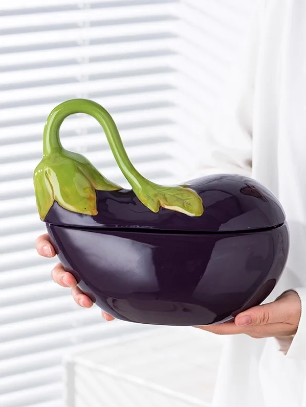 Underglaze Ceramic Vegetable Purple Eggplant Soup Bowl with Lid American Style Household New Model Dining Utensils Bowl
Underglaze Ceramic Vegetable Purple Eggplant Soup Bowl with Lid American Style Household New Model Dining Utensils Bowl