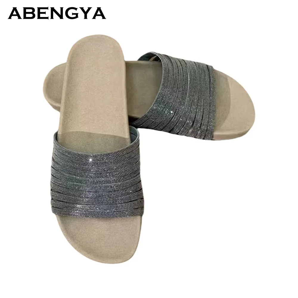 2026 Designer New Leather Slippers Women Open Toe Crystal Dress Flat Shoes Summer Casual Party Vacation Walking Shoes For Women
2026 Designer New Leather Slippers Women Open Toe Crystal Dress Flat Shoes Summer Casual Party Vacation Walking Shoes For Women