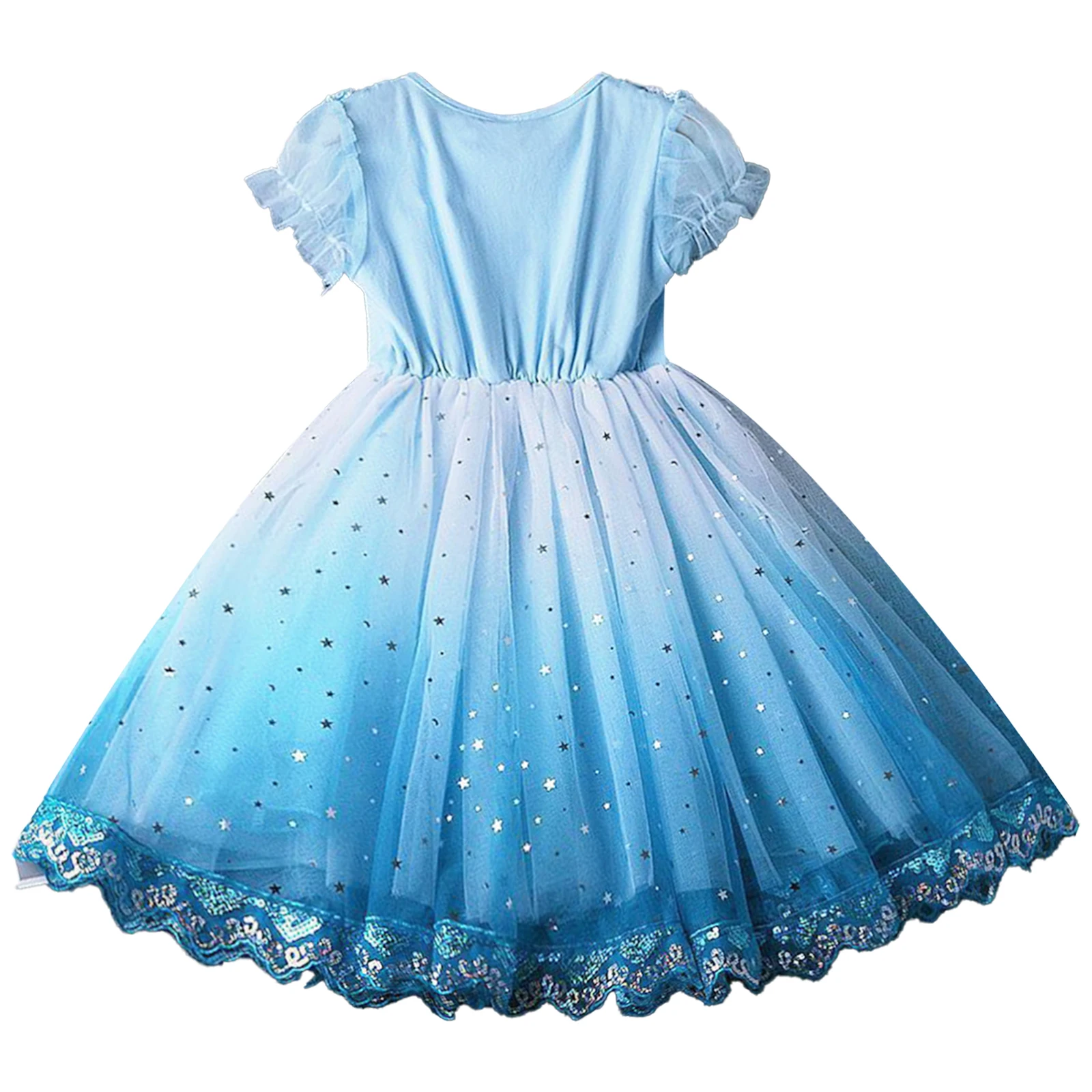 Girls Lace Trim Sequined Costume Short Puff Sleeve Ruffle Princess Dress Elegant Kids Party Dress for Birthday Stage Performance
Girls Lace Trim Sequined Costume Short Puff Sleeve Ruffle Princess Dress Elegant Kids Party Dress for Birthday Stage Performance