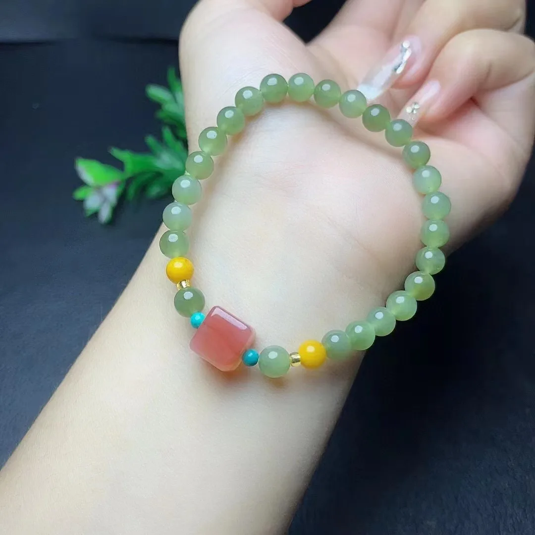 Natural 100% real green hetian jade Carving round beads bracelets for couples woman men Gift with jade bracelet
Natural 100% real green hetian jade Carving round beads bracelets for couples woman men Gift with jade bracelet