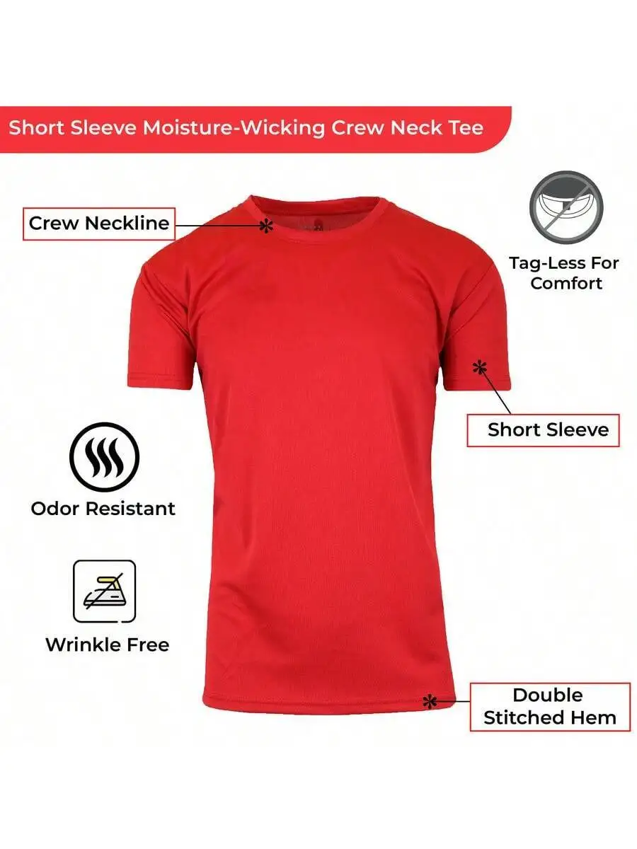 Mens Short Sleeve Moisture Wicking Quick Dry Crew Neck T-Shirt 3 Pack
Mens Short Sleeve Moisture Wicking Quick Dry Crew Neck T-Shirt 3 Pack