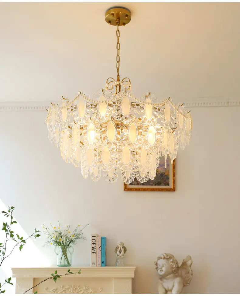 French Style Luxurious Glass Chandelier American Style Minimalist Cream Style Living Room Dining Room Bedroom Lighting Fixtures
French Style Luxurious Glass Chandelier American Style Minimalist Cream Style Living Room Dining Room Bedroom Lighting Fixtures
