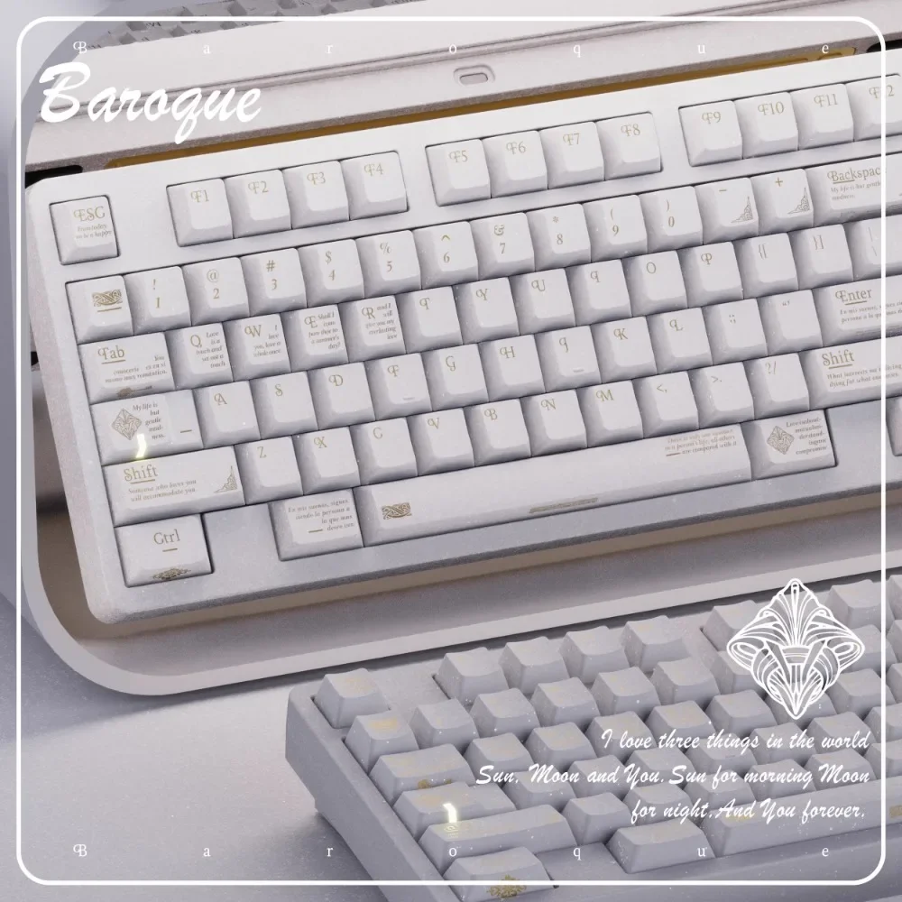 Baroque Theme Keycap 177Keys PBT Custom White Gold Cherry Profile Keycaps for Mechanical Keyboard Accessories Gift Magnetic Axis
Baroque Theme Keycap 177Keys PBT Custom White Gold Cherry Profile Keycaps for Mechanical Keyboard Accessories Gift Magnetic Axis
