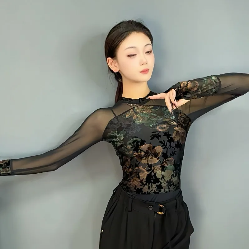 Топ для латинских танцев по индивидуальному заказу, женский комбинезон из бархатной сетки для взрослых, современный костюм для бальных танцев
Топ для латинских танцев по индивидуальному заказу, женский комбинезон из бархатной сетки для взрослых, современный костюм для бальных танцев