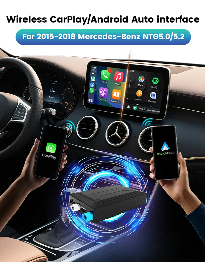 Wireless CarPlay Android Auto Interface for Mercedes Benz A B C S GLA GLC GLK ML SLK Class 2015-2018 NTG5.0 5.2
Wireless CarPlay Android Auto Interface for Mercedes Benz A B C S GLA GLC GLK ML SLK Class 2015-2018 NTG5.0 5.2