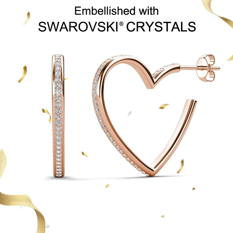 Daisini 925 Sterling Silver Swarovski Crystals Sweet Lovely Heart Hoop Earrings for Women Girl Fashion Jewelry Party Birthday
Daisini 925 Sterling Silver Swarovski Crystals Sweet Lovely Heart Hoop Earrings for Women Girl Fashion Jewelry Party Birthday