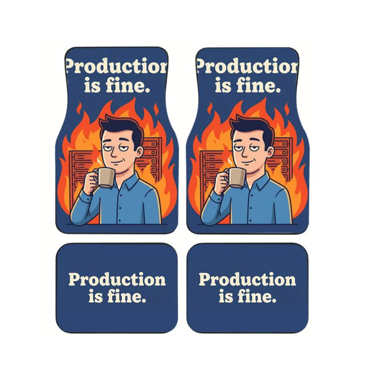 4pcs/Set Burning Server Car Floor Mats Universal Fit Anti-Slip Waterproof Auto Foot Carpets Funny Programmer Meme Car Decor
4pcs/Set Burning Server Car Floor Mats Universal Fit Anti-Slip Waterproof Auto Foot Carpets Funny Programmer Meme Car Decor