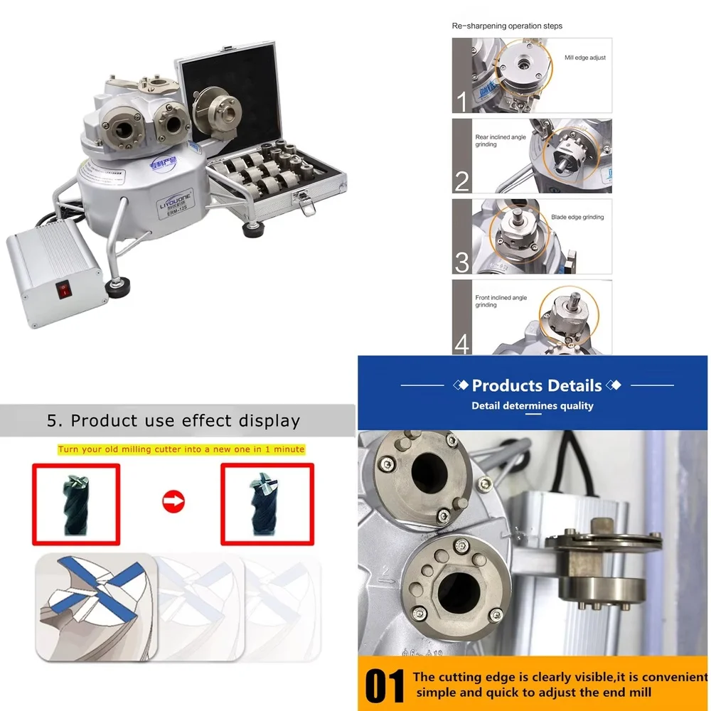 Liyouone ERM20S End Mill Grinder for 4 to 20 mm Shank Diameter and Carbide Milling Cutter Resharpening
Liyouone ERM20S End Mill Grinder for 4 to 20 mm Shank Diameter and Carbide Milling Cutter Resharpening