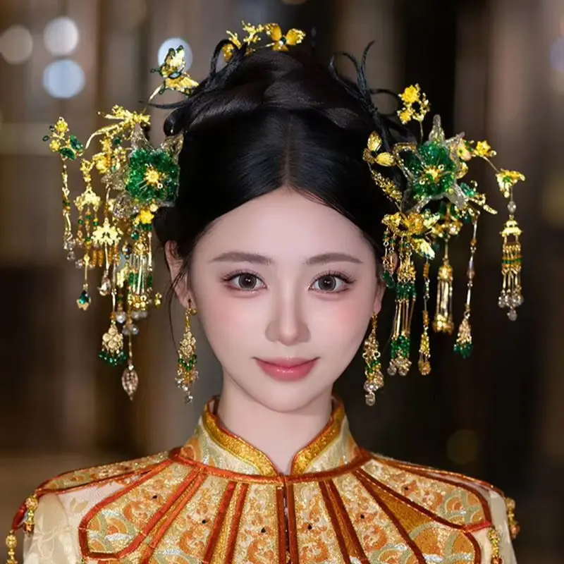 Chinese Vintage Style Wedding Bridal Hair Jewelry Bride Hairpin Set Headdress Hair Accessories Bridal Headwear Headpiece Tiara
Chinese Vintage Style Wedding Bridal Hair Jewelry Bride Hairpin Set Headdress Hair Accessories Bridal Headwear Headpiece Tiara