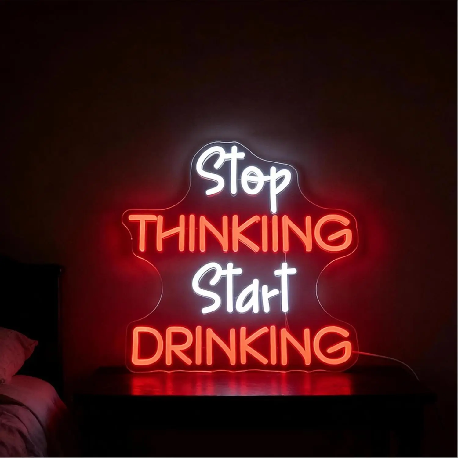 "Stop Thinking Start Drinking" Neon Sign USB Powered LED Neon Light for Bar Gaming Room Bedroom Decoration GIft Art Wall Light
"Stop Thinking Start Drinking" Neon Sign USB Powered LED Neon Light for Bar Gaming Room Bedroom Decoration GIft Art Wall Light