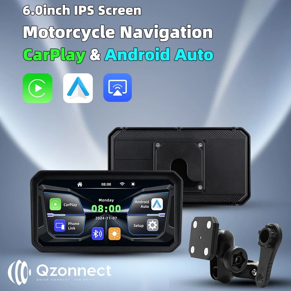 Qzonnect 2025 6-дюймовый мотоциклетный GPS CarPlay Android Auto, IP67, Wi-Fi 5 ГГц, Bluetooth 5,0, дополнительные TPMS, TF Max 64G 
Qzonnect 2025 6-дюймовый мотоциклетный GPS CarPlay Android Auto, IP67, Wi-Fi 5 ГГц, Bluetooth 5,0, дополнительные TPMS, TF Max 64G