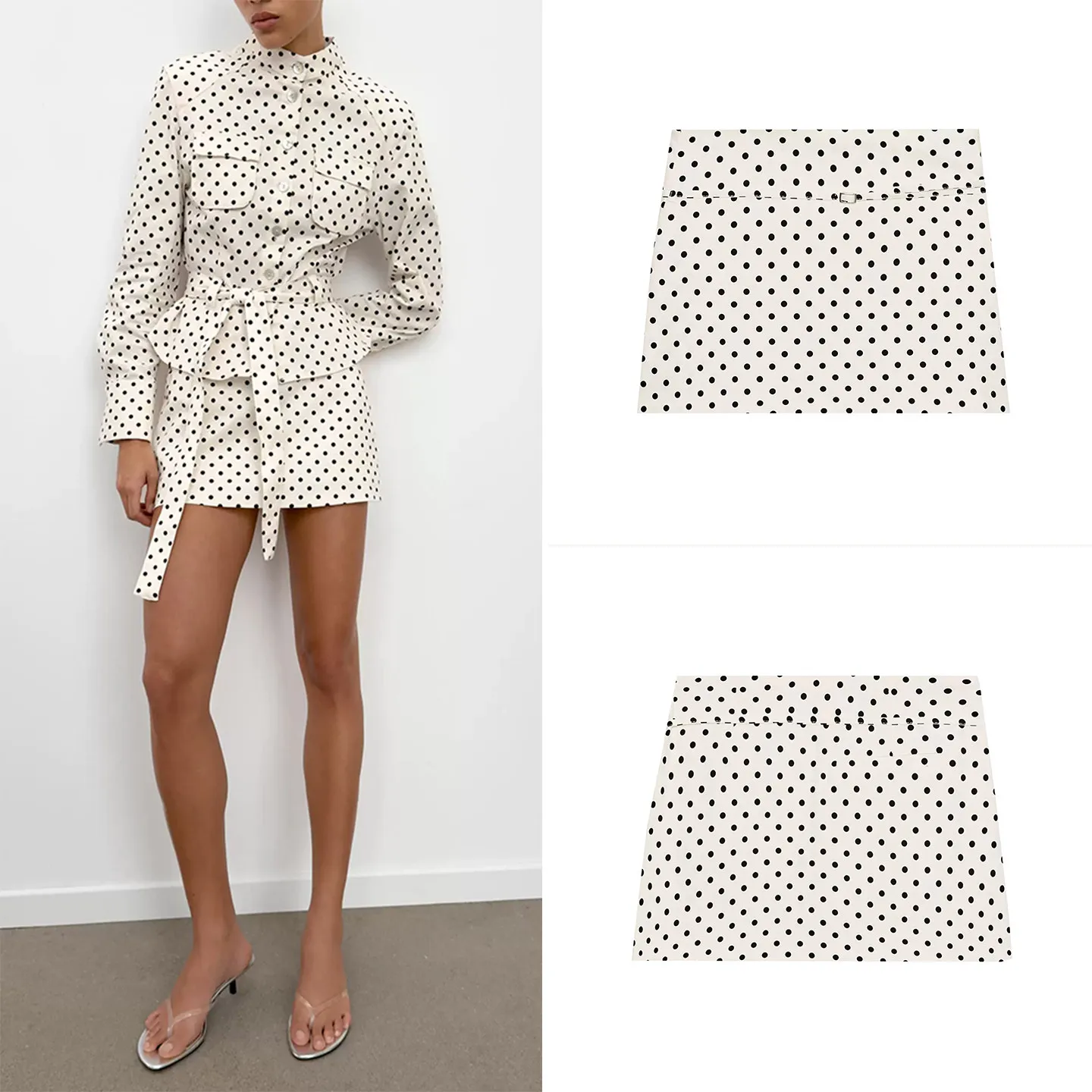 Fashionable A-Line Skirt with Belt Women's Summer Clothing Dot Pattern High Waist Design Standard Fit ZADATA Brand
Fashionable A-Line Skirt with Belt Women's Summer Clothing Dot Pattern High Waist Design Standard Fit ZADATA Brand