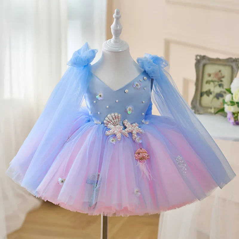V-Neck Tulle Sky Blue Baby Flower Girl Dresses Sleeve Wedding Evening Short Ball Gown Children's Clothing
V-Neck Tulle Sky Blue Baby Flower Girl Dresses Sleeve Wedding Evening Short Ball Gown Children's Clothing
