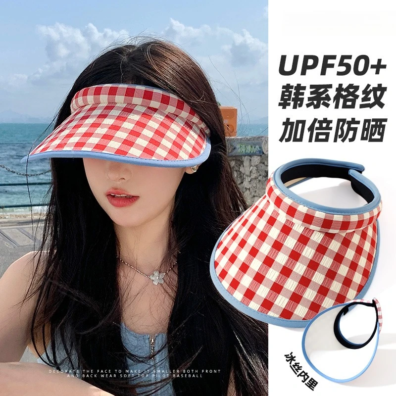 Plaid Empty Top Sun Protection Hat Women's Summer UV Protection Headband Sun Hat Outdoor Camping Riding Large Brim Sun Hat 2
Plaid Empty Top Sun Protection Hat Women's Summer UV Protection Headband Sun Hat Outdoor Camping Riding Large Brim Sun Hat 2